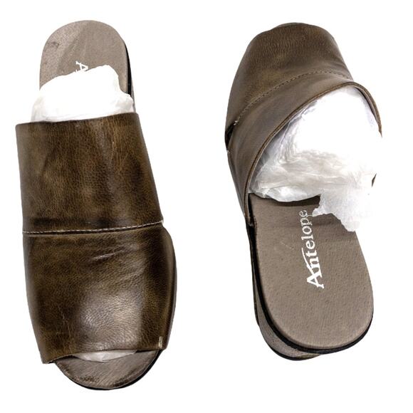 Antelope 869 Wide Banded Platform Mules 5 Women's Tan Brown - Picture 5 of 10